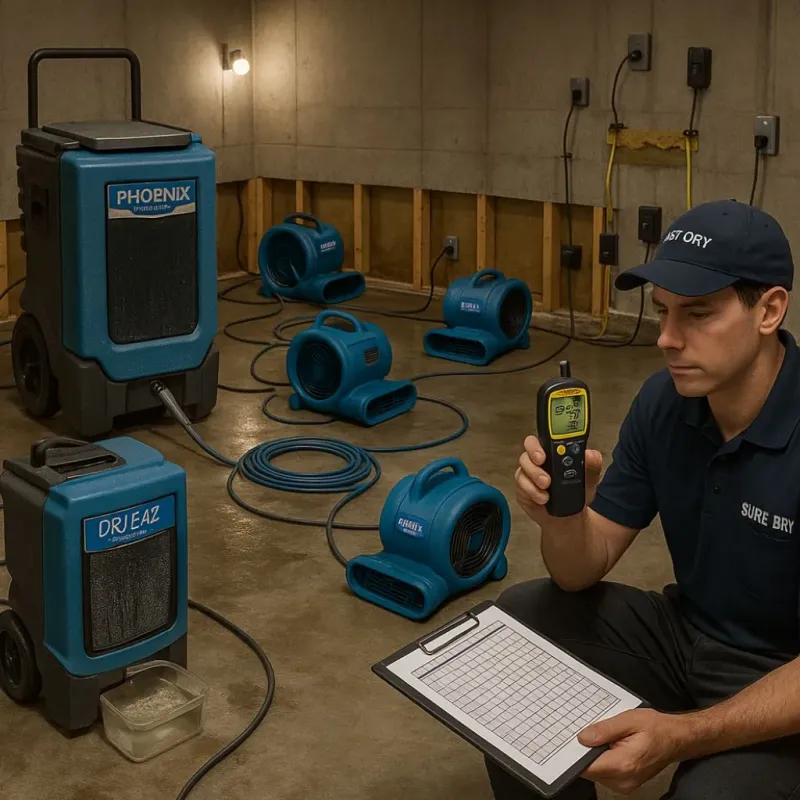 Structural Drying and Dehumidification process in Milford, CT